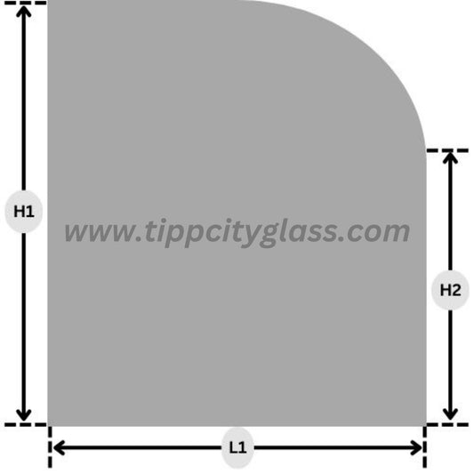 Custom 1 Rounded Arched Corner Fireplace / Stove Pyroceram Ceramic Glass
