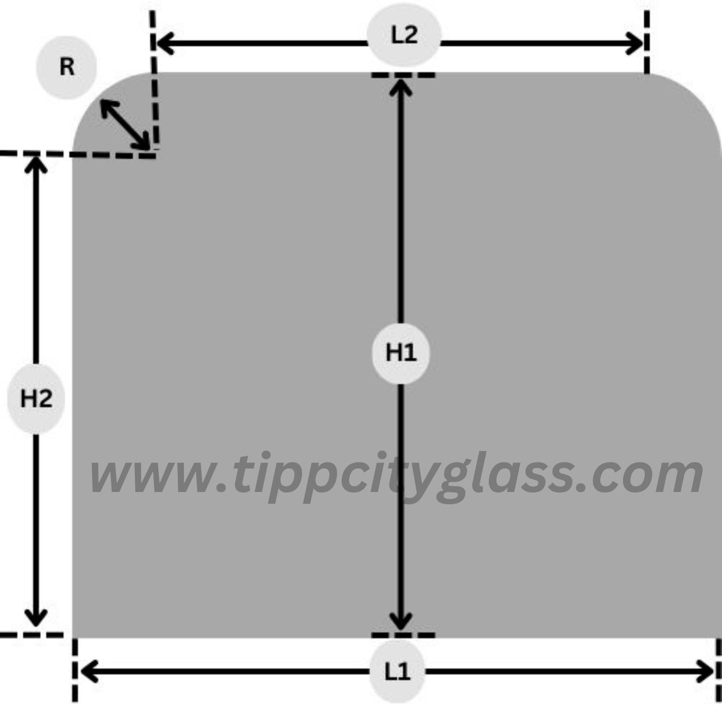 Custom 2 Rounded Arched Corners Stove Pyroceram Ceramic Glass