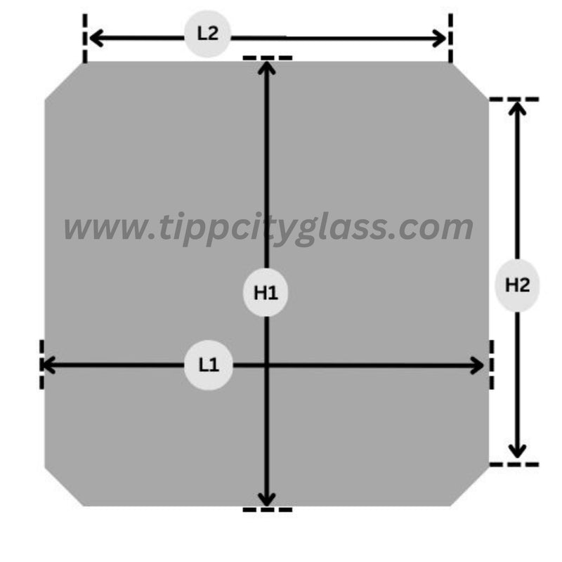 Custom 4 Cut Corners Fireplace / Stove Pyroceram Ceramic Glass