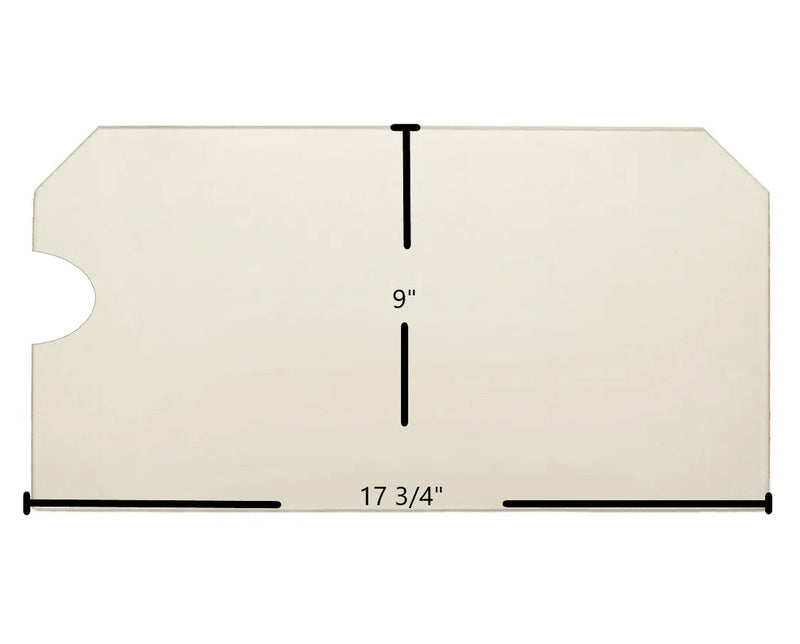 Country Performer C210 / CS210 & Striker C160 / CA160 / S160 / SA160 Ceramic Glass Panel - 17 3/4" x 9" with Notch (Part #H3016)