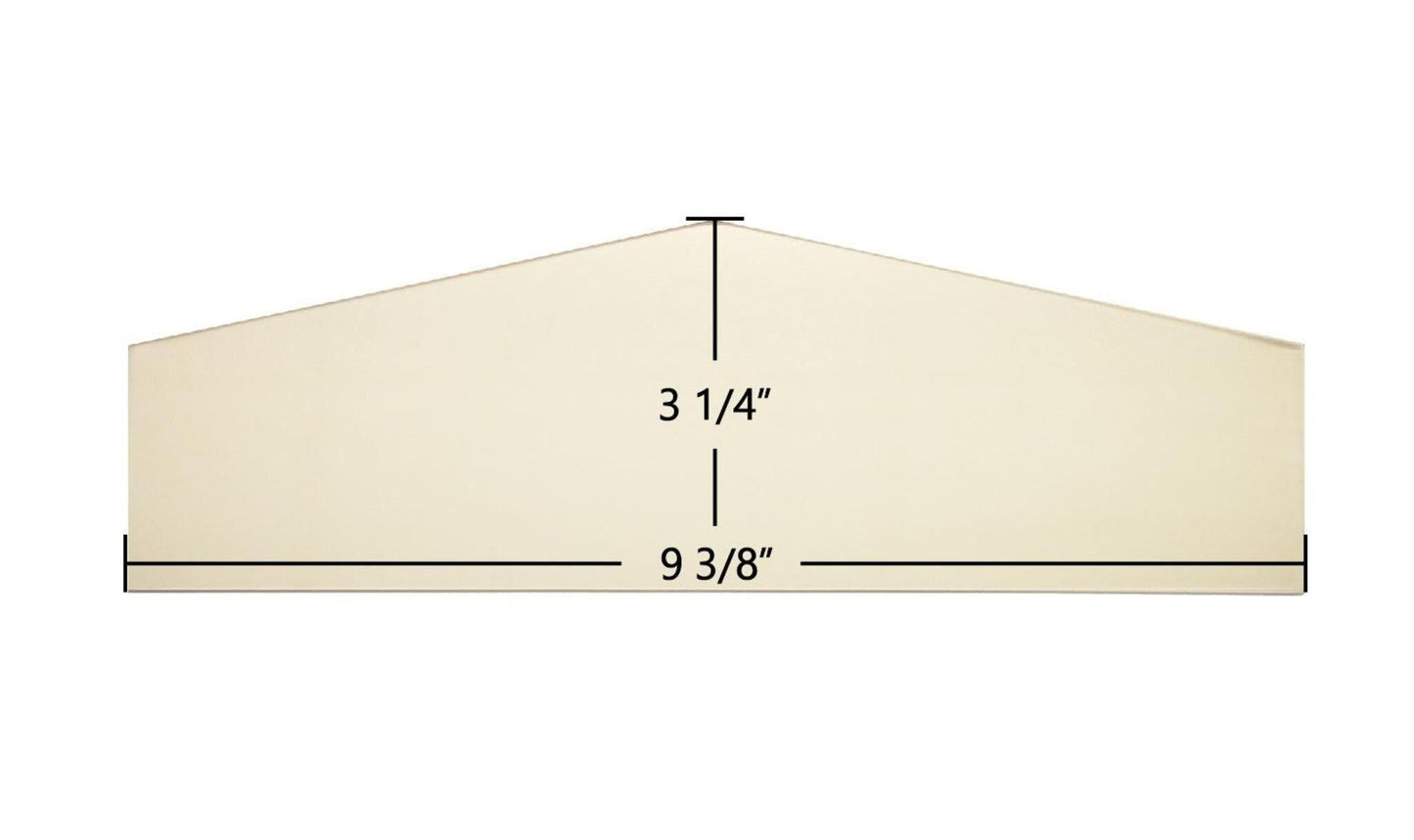 Ceramic Replacement Glass for Masters Choice Arch-Top Door Glass - 9 3/8" x 3 1/4" Arched